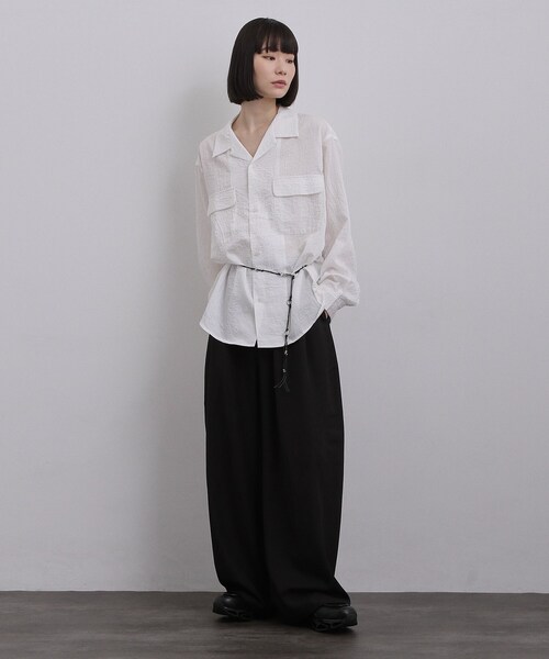 tk.TAKEO KIKUCHI（ティーケータケオキクチ）の「シアーストライプシャツ（シャツ/ブラウス・メンズ・ホワイト/ブラック・02/03）」の9枚目の写真