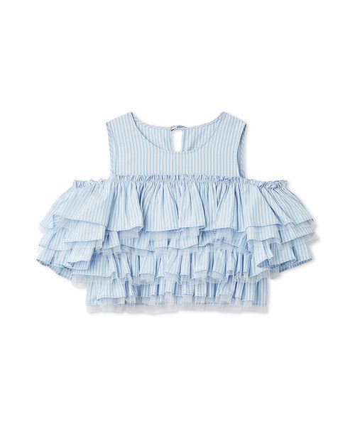 FRAY I.D(フレイアイディー)の「チュールコンビフリルティアードブラウス(シャツ/ブラウス・レディース・ブラック/ライトブルー/ホワイト・F)」の2枚目の写真