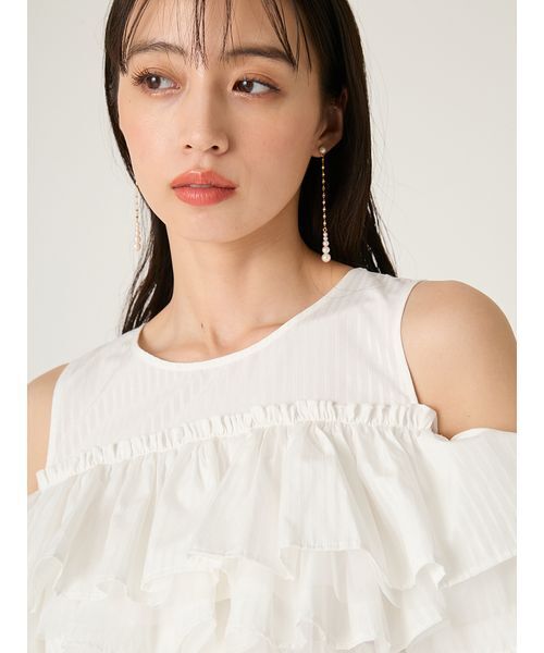 FRAY I.D(フレイアイディー)の「チュールコンビフリルティアードブラウス(シャツ/ブラウス・レディース・ブラック/ライトブルー/ホワイト・F)」の6枚目の写真