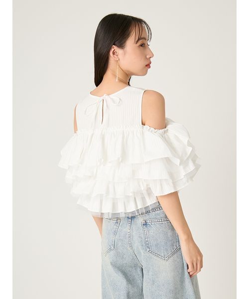 FRAY I.D(フレイアイディー)の「チュールコンビフリルティアードブラウス(シャツ/ブラウス・レディース・ブラック/ライトブルー/ホワイト・F)」の12枚目の写真