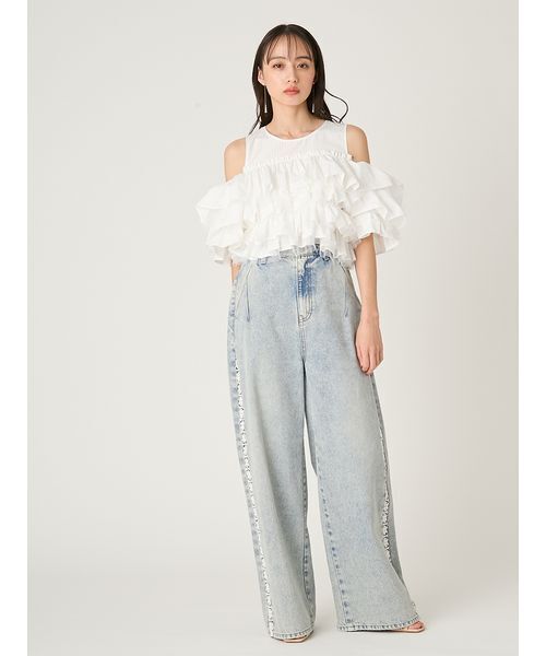 FRAY I.D(フレイアイディー)の「チュールコンビフリルティアードブラウス(シャツ/ブラウス・レディース・ブラック/ライトブルー/ホワイト・F)」の18枚目の写真