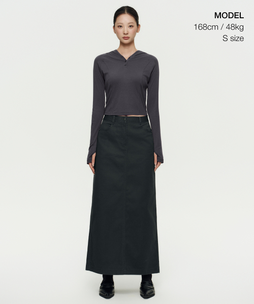 MUSINSA STANDARD WOMAN（ムシンサスタンダードウーマン）の「ウィメンズ CP マキシスカート [ダークグレー]（スカート・レディース・その他・LARGE/MEDIUM/SMALL/X-SMALL/X-LARGE）」の10枚目の写真