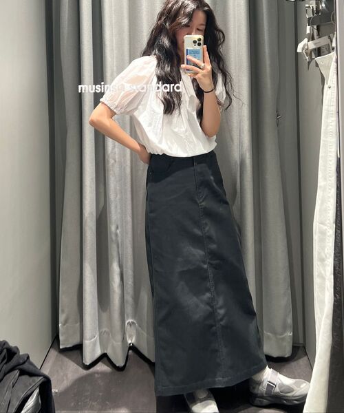 MUSINSA STANDARD WOMAN（ムシンサスタンダードウーマン）の「ウィメンズ CP マキシスカート [ダークグレー]（スカート・レディース・その他・LARGE/MEDIUM/SMALL/X-SMALL/X-LARGE）」の5枚目の写真