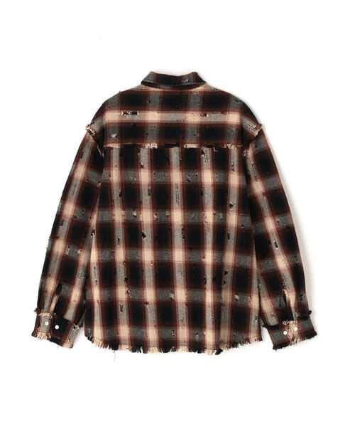 DANKE SCHON（ダンケシェーン）の「DankeSchon/ダンケシェーン/DAMAGE OMBRE CHECK L/S SHIRTS（シャツ/ブラウス・レディース・ブラウン/ブラック・L/M）」の4枚目の写真