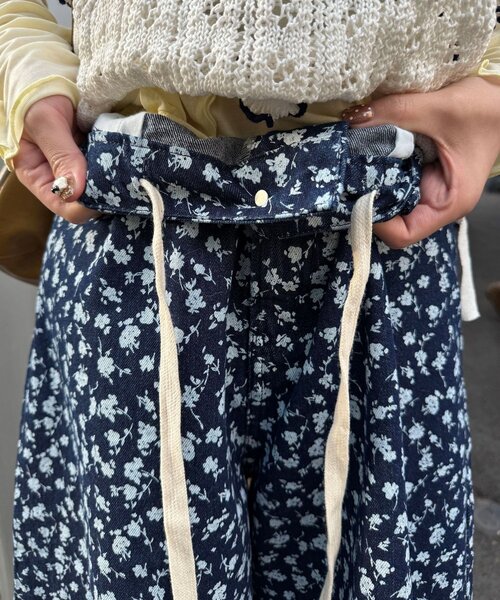 CIAOPANIC(チャオパニック)の「【無地/花柄】裾フリルデニムハーフパンツ(デニムパンツ・レディース・インディゴブルー/ブルー/サックスブルー・ONE SIZE)」の9枚目の写真