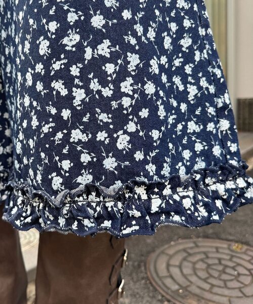CIAOPANIC(チャオパニック)の「【無地/花柄】裾フリルデニムハーフパンツ(デニムパンツ・レディース・インディゴブルー/ブルー/サックスブルー・ONE SIZE)」の11枚目の写真
