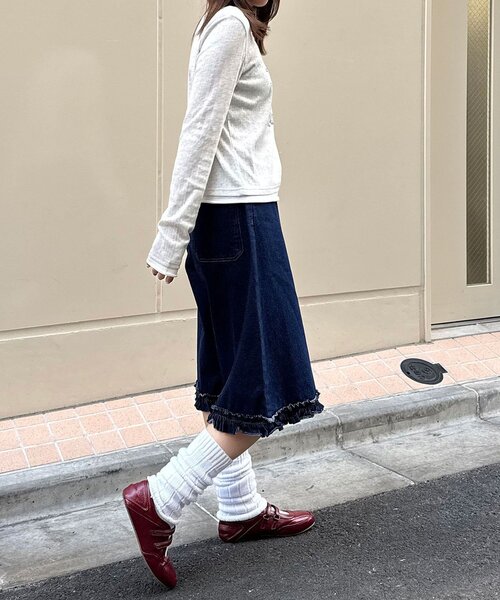 CIAOPANIC(チャオパニック)の「【無地/花柄】裾フリルデニムハーフパンツ(デニムパンツ・レディース・インディゴブルー/ブルー/サックスブルー/カーキ・ONE SIZE)」の13枚目の写真