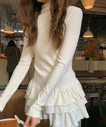 YUGA　ティアードケーキスカート　ハーフタートルネック　トップス