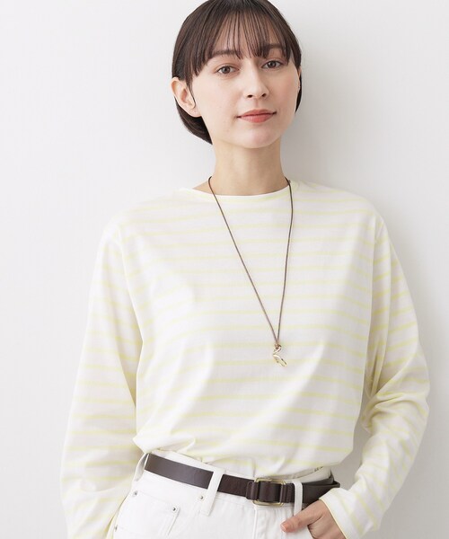 Dessin(デッサン)の「【洗える】シャツテールロングTシャツ(Tシャツ/カットソー・レディース・イエロー系その他4/ネイビー系2/ホワイト系・03/02/01/00)」の3枚目の写真
