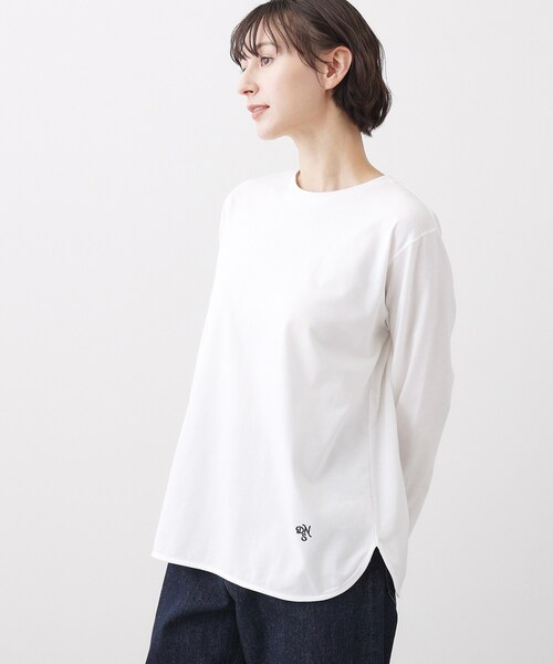 Dessin(デッサン)の「【洗える】シャツテールロングTシャツ(Tシャツ/カットソー・レディース・イエロー系その他4/ネイビー系2/ホワイト系・03/02/01/00)」の5枚目の写真