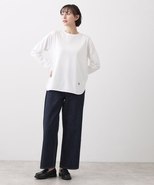 Dessin(デッサン)の「【洗える】シャツテールロングTシャツ(Tシャツ/カットソー・レディース・イエロー系その他4/ネイビー系2/ホワイト系・03/02/01/00)」の6枚目の写真