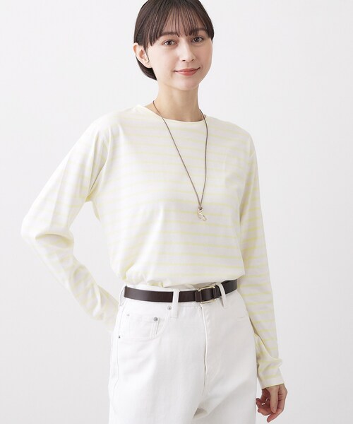 Dessin(デッサン)の「【洗える】シャツテールロングTシャツ(Tシャツ/カットソー・レディース・イエロー系その他4/ネイビー系2/ホワイト系・03/02/01/00)」の9枚目の写真