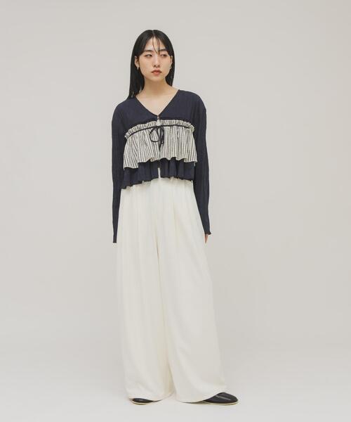 KBF（ケイビーエフ）の「ピーチスキンWIDEパンツ（その他パンツ・レディース・ボルドー/ネイビー/アイボリー・ONE）」の9枚目の写真