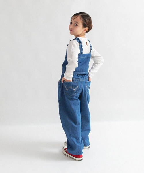 EDWIN（エドウィン）の「【Ou? by EDWIN】デニムタックパンツ（デニムパンツ・キッズ・ブルー/ピンク・100/140/110/150/130/120/90）」の4枚目の写真