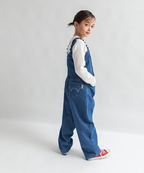 EDWIN（エドウィン）の「【Ou? by EDWIN】デニムタックパンツ（デニムパンツ・キッズ・ブルー/ピンク・100/140/110/150/130/120/90）」の5枚目の写真