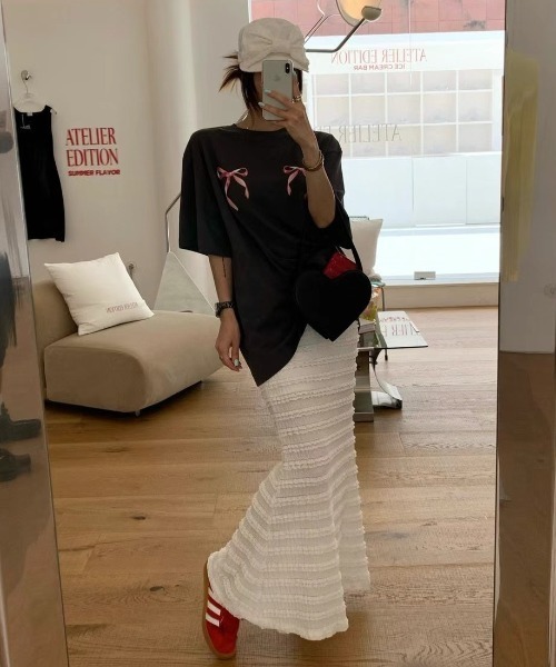 yuue' ( wear )(ユーイ)の「フリルレースロングスカート(スカート・レディース・ホワイト/ブラック・FREE)」の3枚目の写真