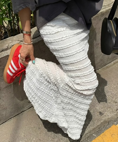 yuue' ( wear )(ユーイ)の「フリルレースロングスカート(スカート・レディース・ホワイト/ブラック・FREE)」の7枚目の写真