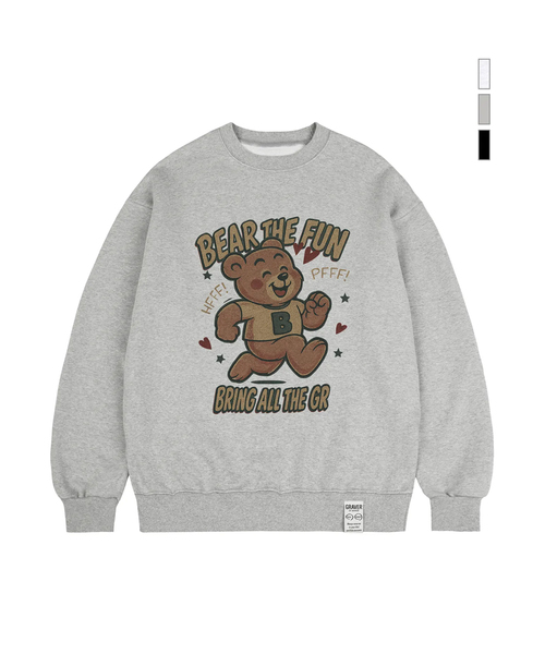 GRAVER（グレーバー）の「[ユニセックス]RUNNING BEAR スウェット_3カラー（スウェット・レディース・ライトグレー/ホワイト/ブラック・SMALL/MEDIUM/LARGE）」の3枚目の写真