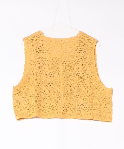 SUPER HAKKA（スーパーハッカ）の「フラワーフォール刺繍コットンニットベスト（ベスト・レディース・ネイビー/イエロー/キナリ・FREE）」の4枚目の写真