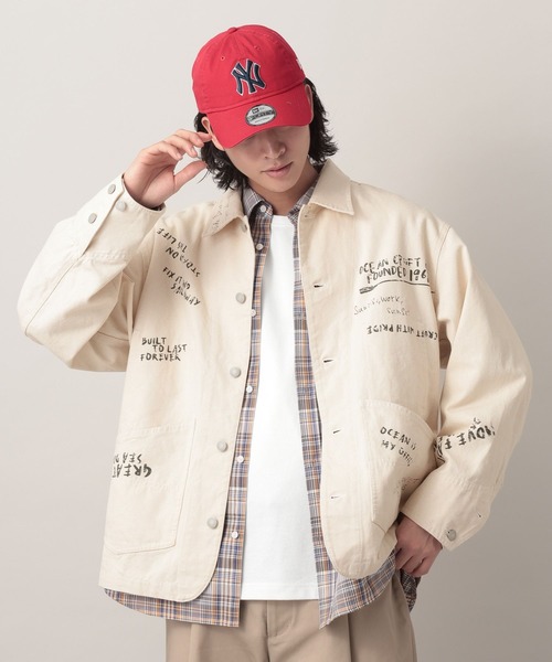 RAGEBLUE（レイジブルー）の「12oz Denim Coverall/カツラギデニムカバーオール【セットアップ対応】（デニムジャケット・メンズ・ホワイト/ネイビー/ピンク・LARGE/MEDIUM）」の2枚目の写真