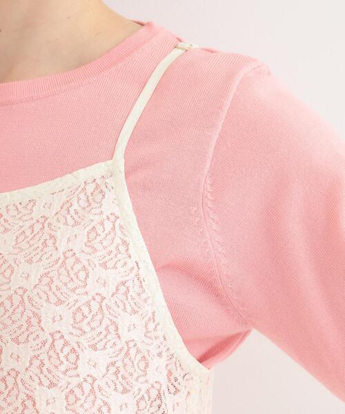 SHOO・LA・RUE（シューラルー）の「【前後2WAYネック】レイヤードスタイルにおすすめ レースキャミチュニック（チュニック・レディース・オフホワイト/ブラック・00）」の21枚目の写真