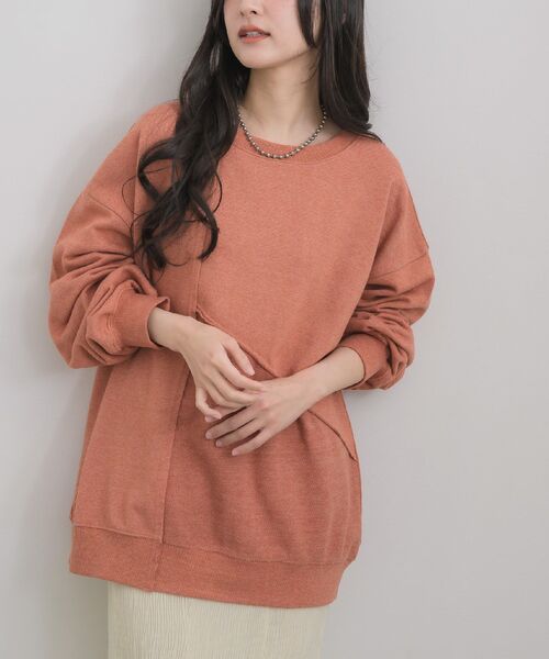 RETRO GIRL（レトロガール）の「切替BIGトレーナー（スウェット・レディース・ホワイト系その他/チャコールグレー/オレンジ・FREE）」の3枚目の写真