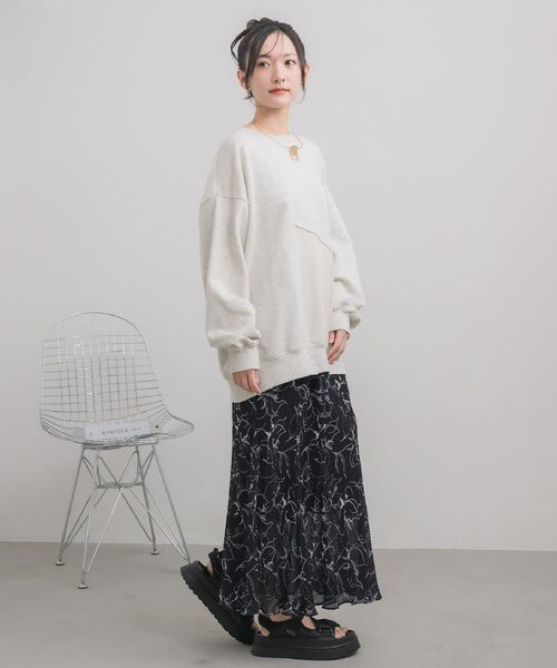 RETRO GIRL（レトロガール）の「切替BIGトレーナー（スウェット・レディース・ホワイト系その他/チャコールグレー/オレンジ・FREE）」の5枚目の写真