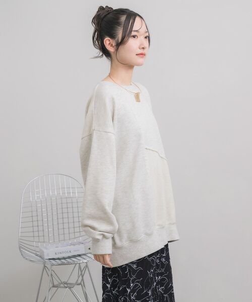 RETRO GIRL（レトロガール）の「切替BIGトレーナー（スウェット・レディース・ホワイト系その他/チャコールグレー/オレンジ・FREE）」の9枚目の写真