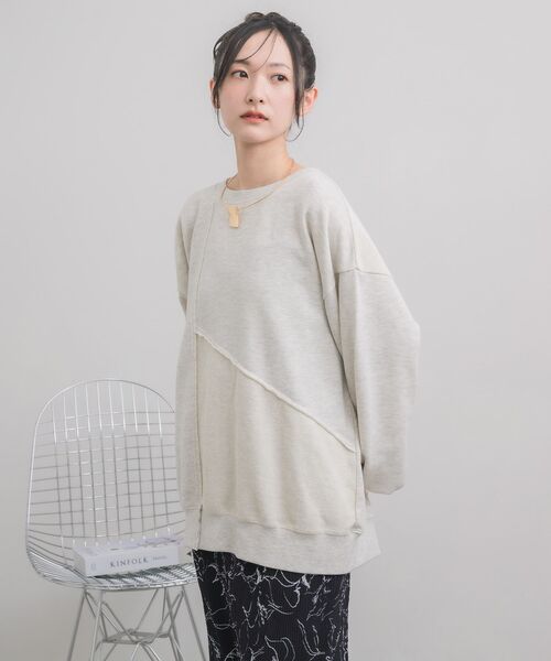 RETRO GIRL（レトロガール）の「切替BIGトレーナー（スウェット・レディース・ホワイト系その他/チャコールグレー/オレンジ・FREE）」の11枚目の写真