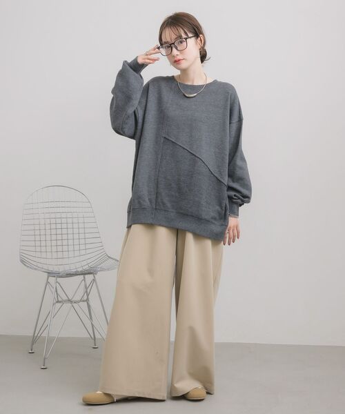 RETRO GIRL（レトロガール）の「切替BIGトレーナー（スウェット・レディース・ホワイト系その他/チャコールグレー/オレンジ・FREE）」の13枚目の写真