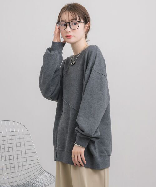 RETRO GIRL（レトロガール）の「切替BIGトレーナー（スウェット・レディース・ホワイト系その他/チャコールグレー/オレンジ・FREE）」の20枚目の写真