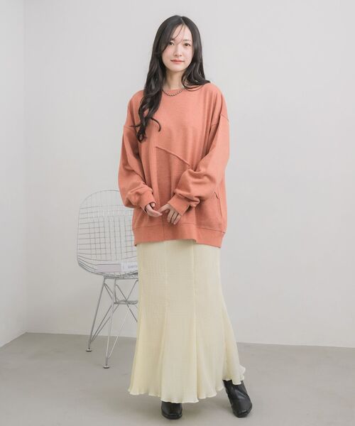 RETRO GIRL（レトロガール）の「切替BIGトレーナー（スウェット・レディース・ホワイト系その他/チャコールグレー/オレンジ・FREE）」の21枚目の写真