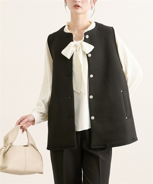 nissen（ニッセン）の「きれいめスポンジリバージレ（ベスト・レディース・ベージュ/ブラック・M/L）」の3枚目の写真