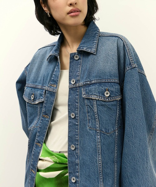 ADAM ET ROPE'(アダムエロペ)の「【サステナブル】シャツライクGジャン(デニムジャケット・レディース・ブルー系その他4/サックスブルー・36/38)」の7枚目の写真