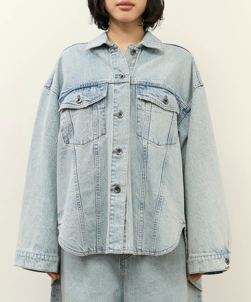 ADAM ET ROPE'(アダムエロペ)の「【サステナブル】シャツライクGジャン(デニムジャケット・レディース・ブルー系その他4/サックスブルー・36/38)」の13枚目の写真