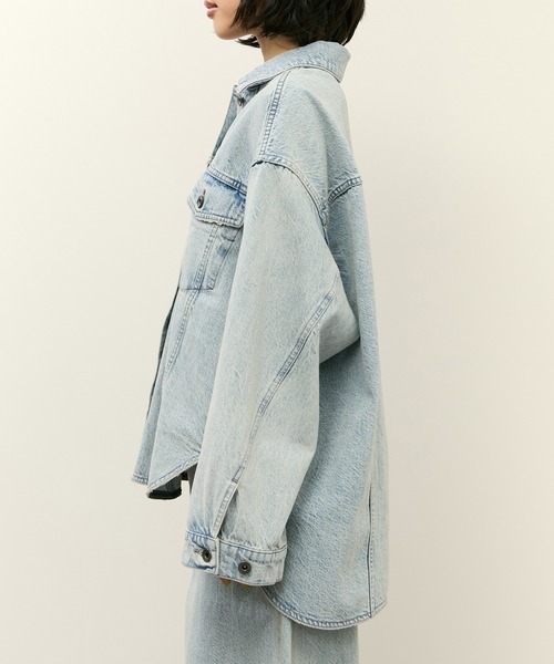 ADAM ET ROPE'(アダムエロペ)の「【サステナブル】シャツライクGジャン(デニムジャケット・レディース・ブルー系その他4/サックスブルー・36/38)」の14枚目の写真