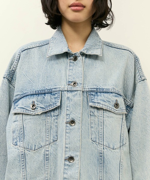 ADAM ET ROPE'(アダムエロペ)の「【サステナブル】シャツライクGジャン(デニムジャケット・レディース・ブルー系その他4/サックスブルー・36/38)」の16枚目の写真