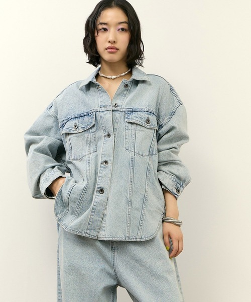 ADAM ET ROPE'(アダムエロペ)の「【サステナブル】シャツライクGジャン(デニムジャケット・レディース・ブルー系その他4/サックスブルー・36/38)」の21枚目の写真