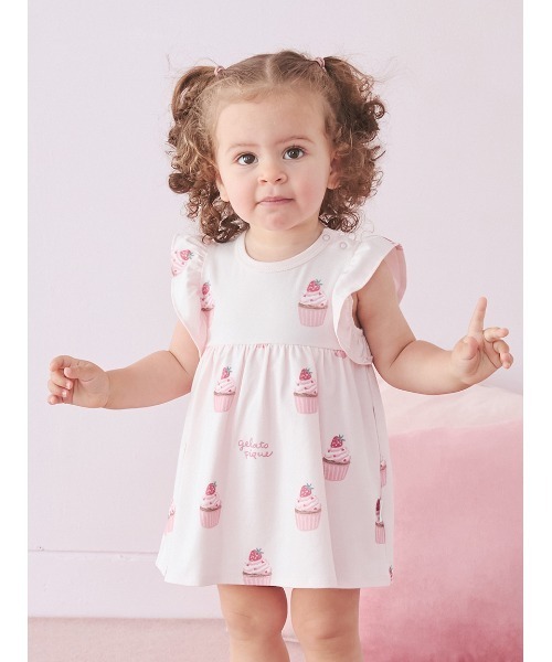 gelato pique（ジェラートピケ）の「【BABY】カップケーキ柄ロンパース（ロンパース・キッズ・ピンク・80/70）」の2枚目の写真