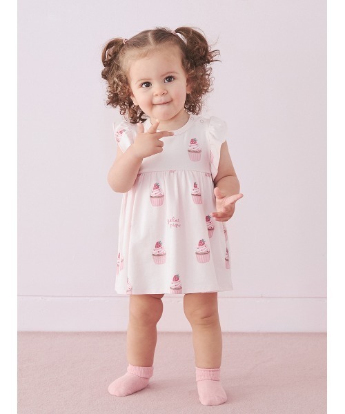 gelato pique（ジェラートピケ）の「【BABY】カップケーキ柄ロンパース（ロンパース・キッズ・ピンク・80/70）」の5枚目の写真