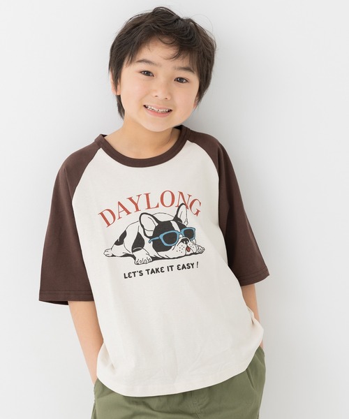 chil2(チルツー)の「綿100% プリントラグラン半袖Tシャツ(Tシャツ/カットソー・キッズ・O/J/H/A/Q/S/F/E/D/C/T/N/M/L/K/R/P/I/G/B・80cm/140cm/130cm/120cm/110cm/100cm/90cm)」の2枚目の写真