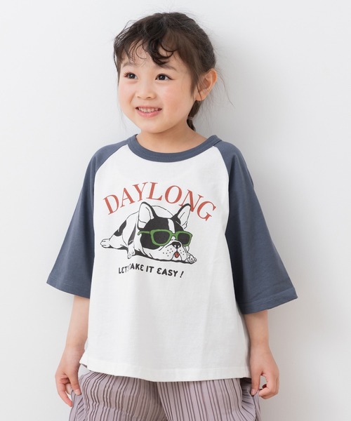 chil2(チルツー)の「綿100% プリントラグラン半袖Tシャツ(Tシャツ/カットソー・キッズ・O/J/H/A/Q/S/F/E/D/C/T/N/M/L/K/R/P/I/G/B・80cm/140cm/130cm/120cm/110cm/100cm/90cm)」の3枚目の写真