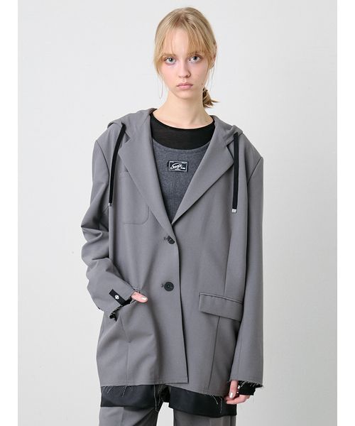 SORIN(ソリン )の「Tailored Hoodie Jacket/テーラード フーディージャケット(テーラードジャケット・レディース・グレー/ブラック・38)」の2枚目の写真