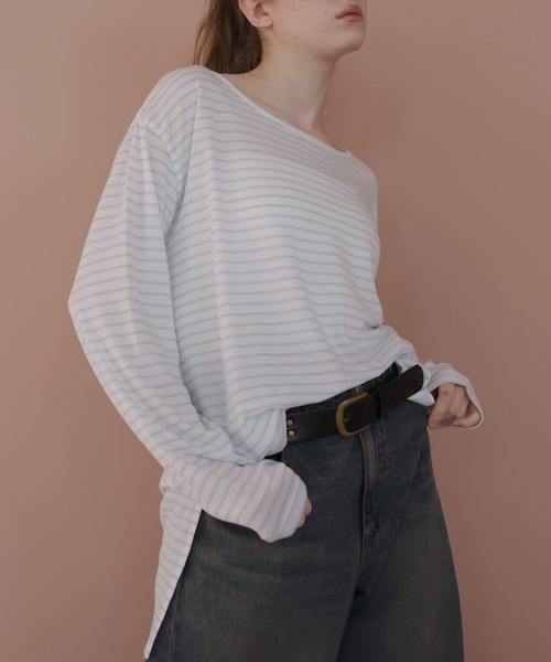 Mili affinity(ミリアフィニティー)の「チョーカースカーフ付きボーダートップス(Tシャツ/カットソー・レディース・ホワイト×ブラック/ホワイト×ブルー・FREE)」の19枚目の写真