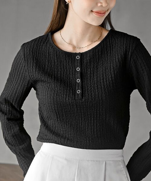 rps（アールピーエス）の「ヘンリーネックアソートカットソー（Tシャツ/カットソー・レディース・ホワイト系その他2/オフホワイト/ホワイト系その他3/ブラック・フリー）」の5枚目の写真