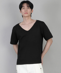 SAINTCREW（セントクルー）の「無地BIG Vネック半袖TシャツBIGV-883ブラック（Tシャツ/カットソー）」