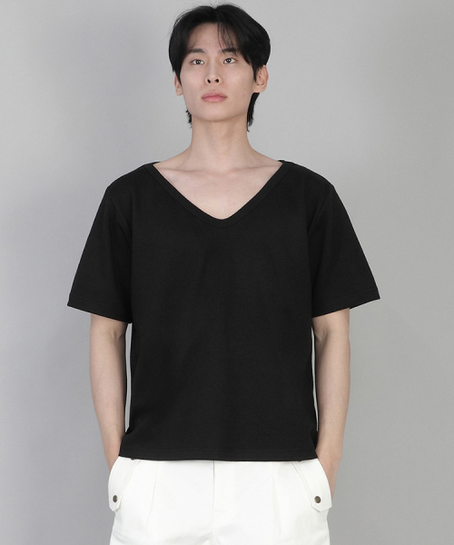 SAINTCREW(セントクルー)の「無地BIG Vネック半袖TシャツBIGV-883ブラック(Tシャツ/カットソー・メンズ・その他・LARGE/MEDIUM/SMALL/X-LARGE/XXX-LARGE/XX-LARGE/XXXX-LARGE)」の3枚目の写真
