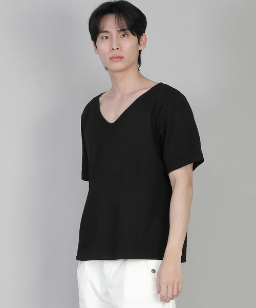 SAINTCREW(セントクルー)の「無地BIG Vネック半袖TシャツBIGV-883ブラック(Tシャツ/カットソー・メンズ・その他・LARGE/MEDIUM/SMALL/X-LARGE/XXX-LARGE/XX-LARGE/XXXX-LARGE)」の4枚目の写真