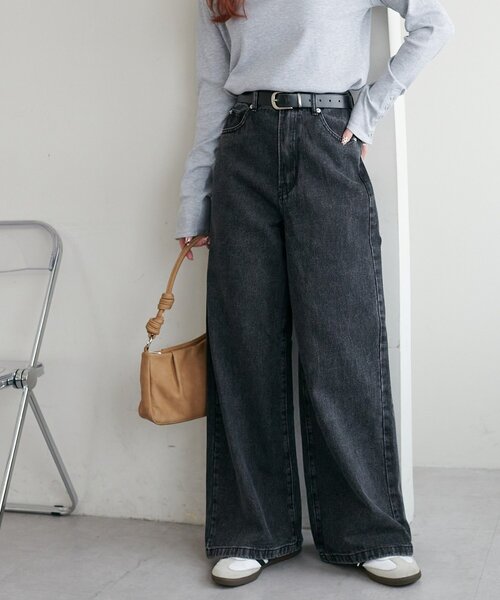 DISCOAT（ディスコート）の「【WEB限定】ポケットレースワイドパンツ（デニムパンツ・レディース・ブルー/サックスブルー/ブラック/ネイビー・FREE）」の10枚目の写真