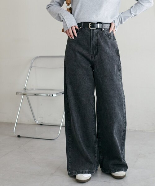 DISCOAT（ディスコート）の「【WEB限定】ポケットレースワイドパンツ（デニムパンツ・レディース・ブルー/サックスブルー/ブラック/ネイビー・FREE）」の11枚目の写真